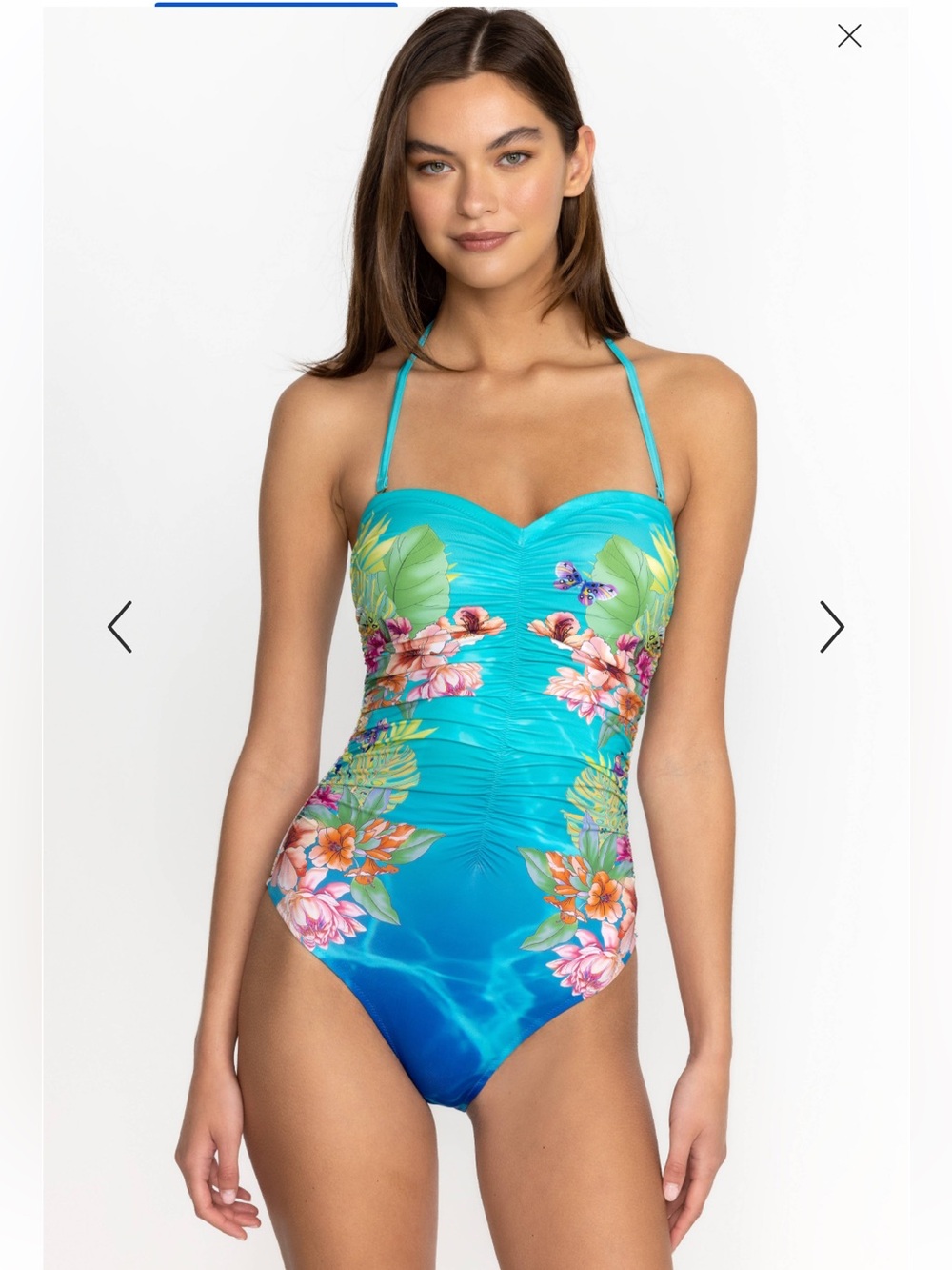 Johnny Was WATER TROPIC RUCHED SWEETHEART one-piece swimsuit